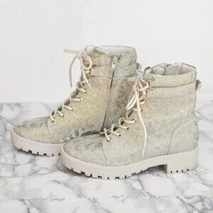 Gianni Bini Balynne Glitzy Leopard Sparkle Textile Boot Size 6